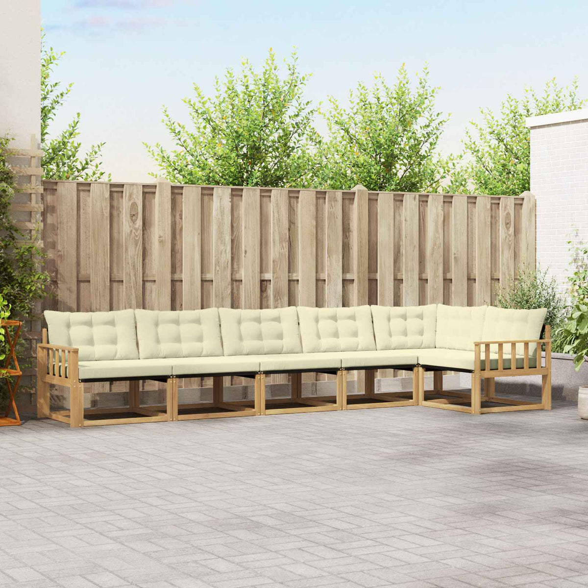 Buiten bankenset met kussen 6 pcs Wit en crèmekleurig is nu te koop bij PeponiXL, paradijselijk wonen!