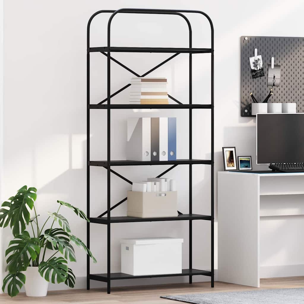 Boekenkast Zwart Eiken 80 x 30 x 183 cm Bewerkt hout is nu te koop bij PeponiXL, paradijselijk wonen!