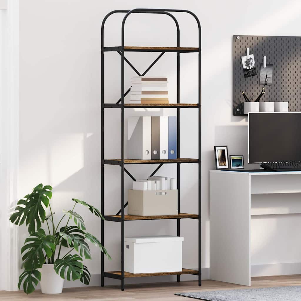 Boekenkast Gerookt eiken 60 x 30 x 183 cm Bewerkt hout is nu te koop bij PeponiXL, paradijselijk wonen!