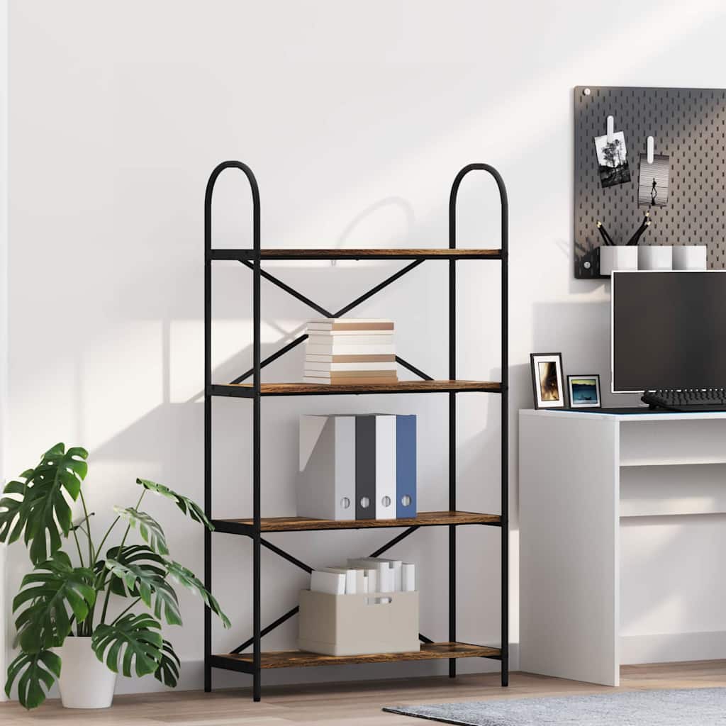 Boekenkast Gerookt eiken 80 x 30 x 146 cm Bewerkt hout is nu te koop bij PeponiXL, paradijselijk wonen!