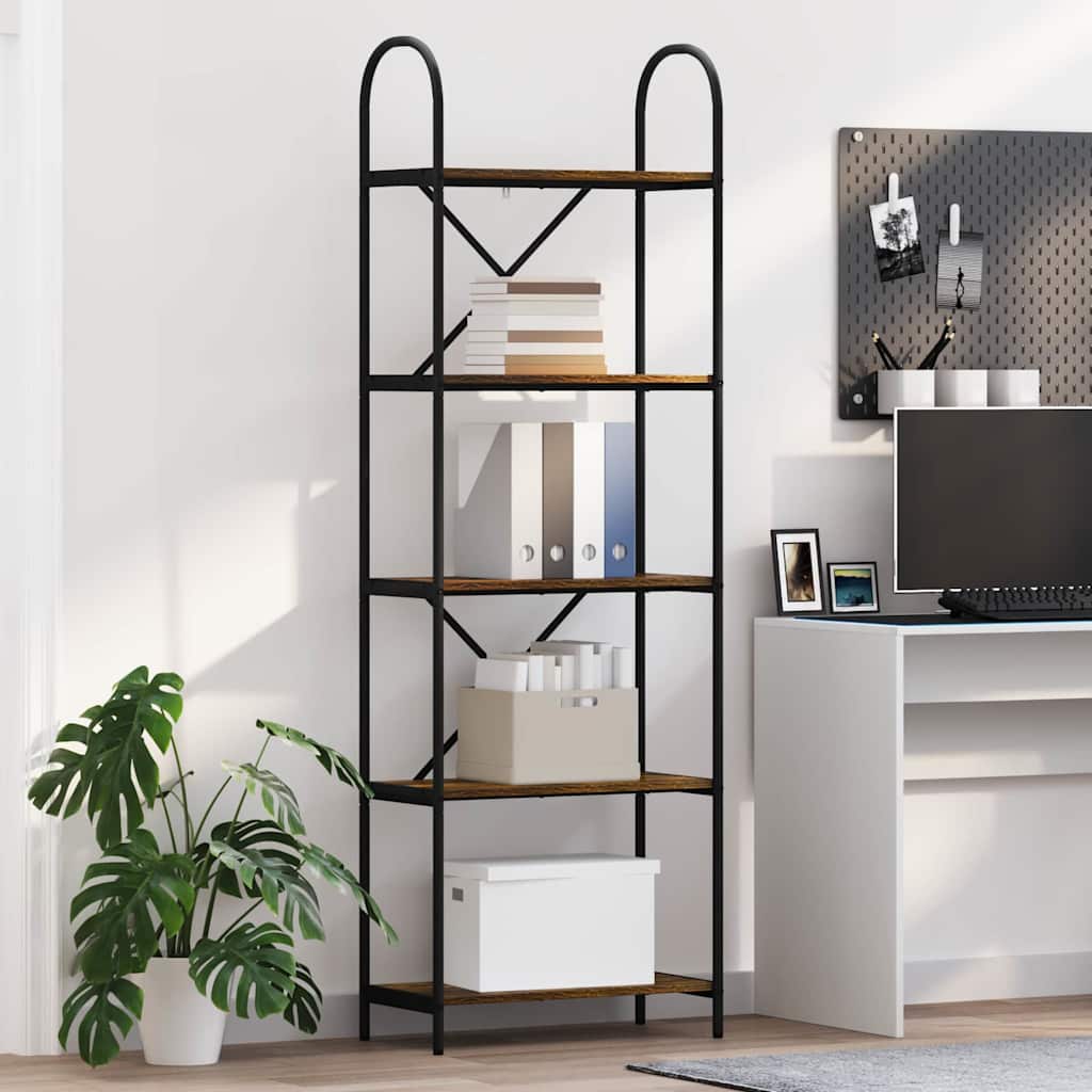Boekenkast Gerookt eiken 60 x 30 x 183 cm Bewerkt hout is nu te koop bij PeponiXL, paradijselijk wonen!