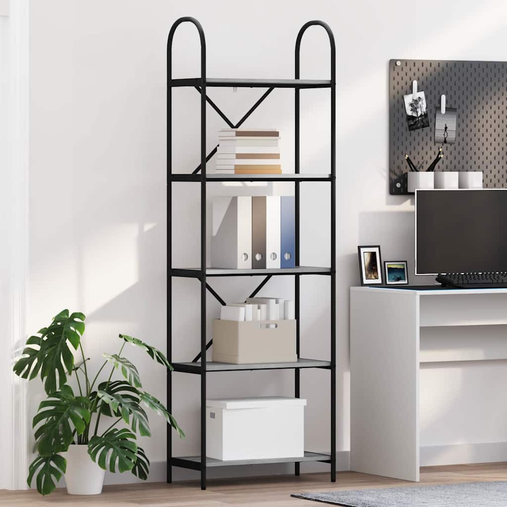 Boekenkast Grijs Sonoma 60 x 30 x 183 cm Bewerkt hout is nu te koop bij PeponiXL, paradijselijk wonen!