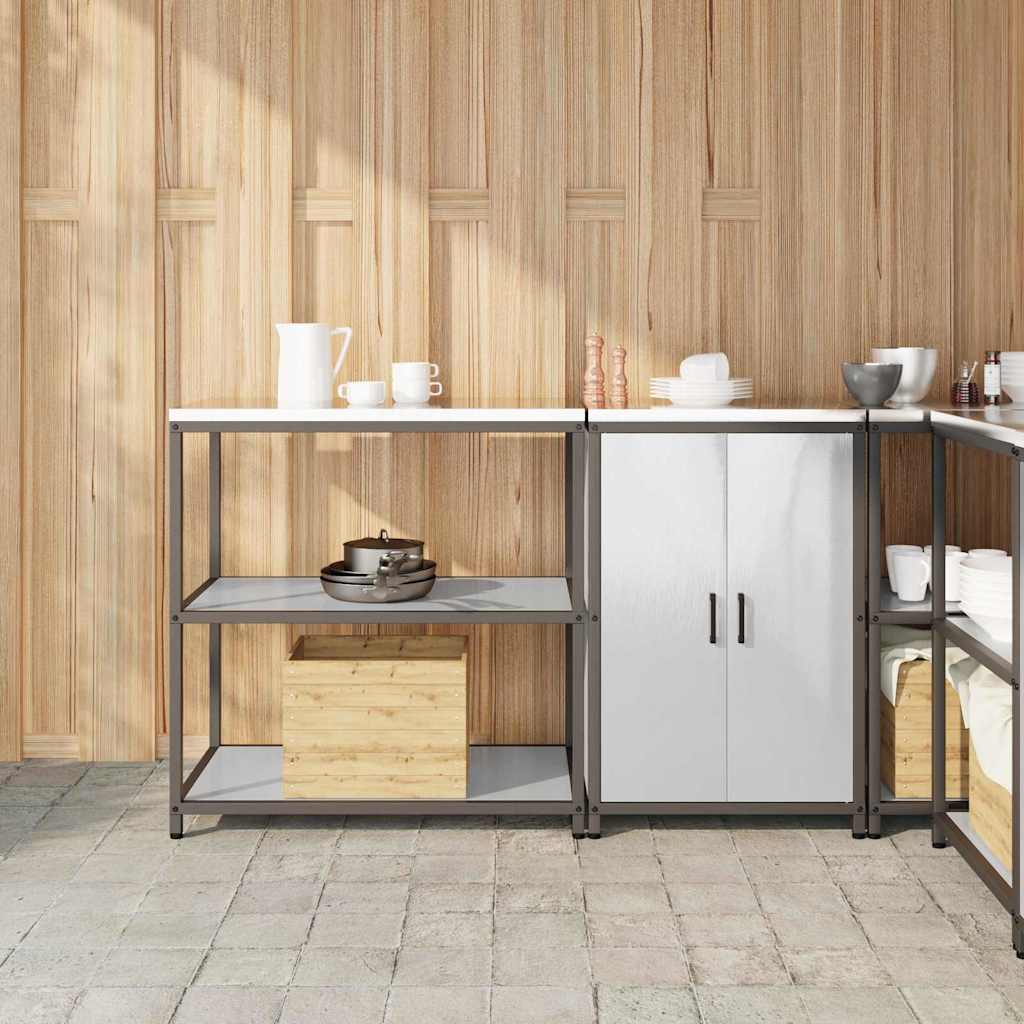 Keukenopslag set met plank 2 pcs Zilver Roestvrij staal is nu te koop bij PeponiXL, paradijselijk wonen!