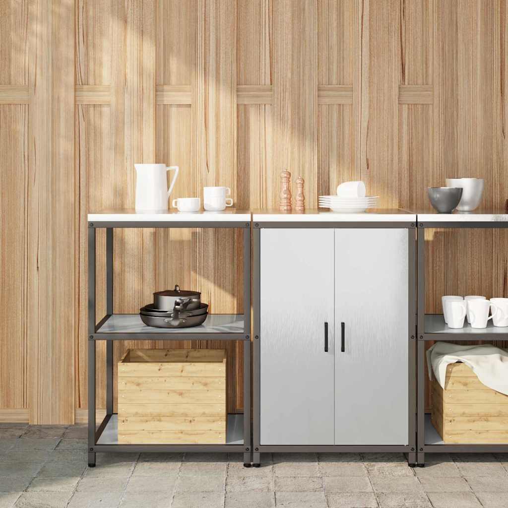 Keukenopslag set met plank 2 pcs Zilver Roestvrij staal is nu te koop bij PeponiXL, paradijselijk wonen!