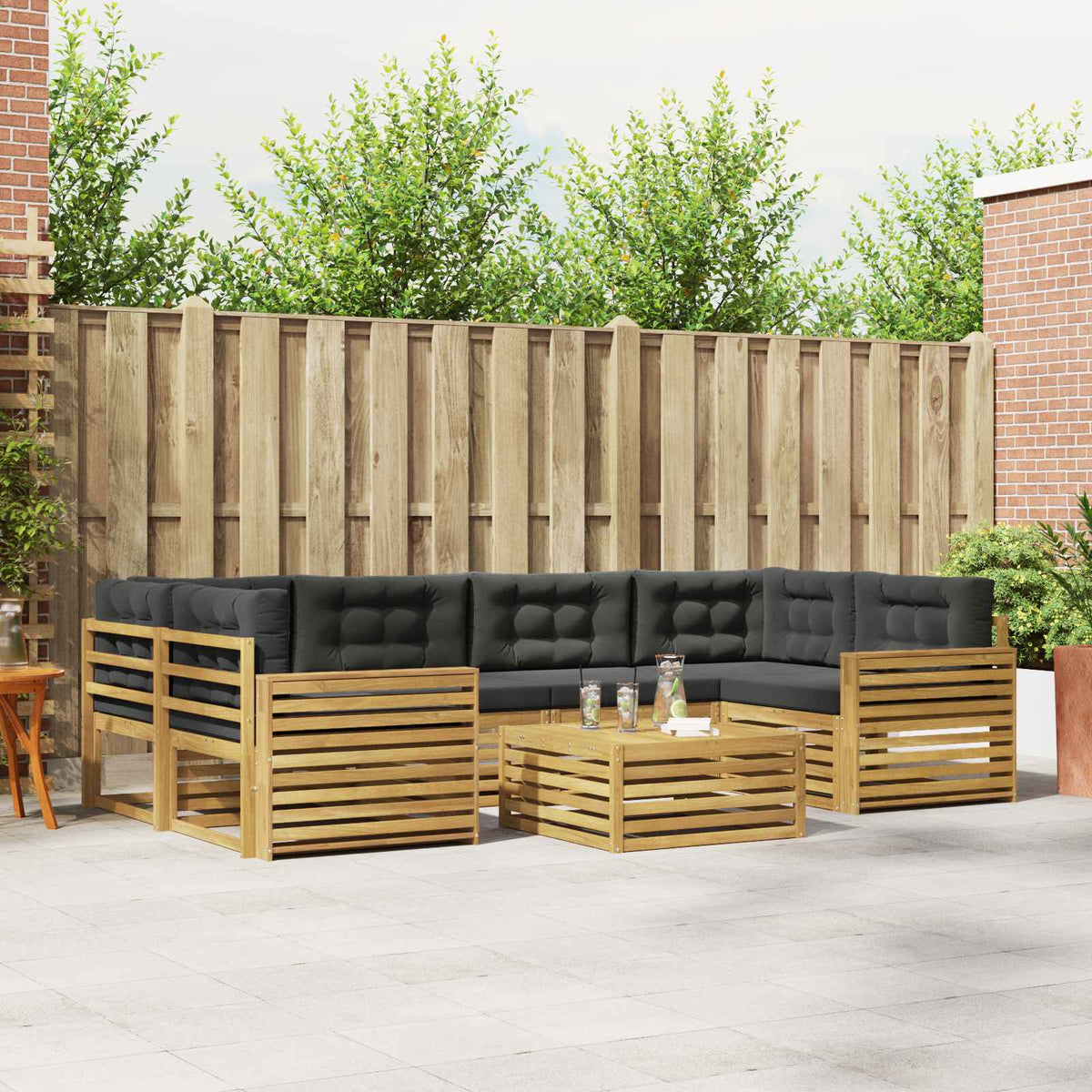 Buiten bankenset 7 pcs Wit en antracietkleurig is nu te koop bij PeponiXL, paradijselijk wonen!