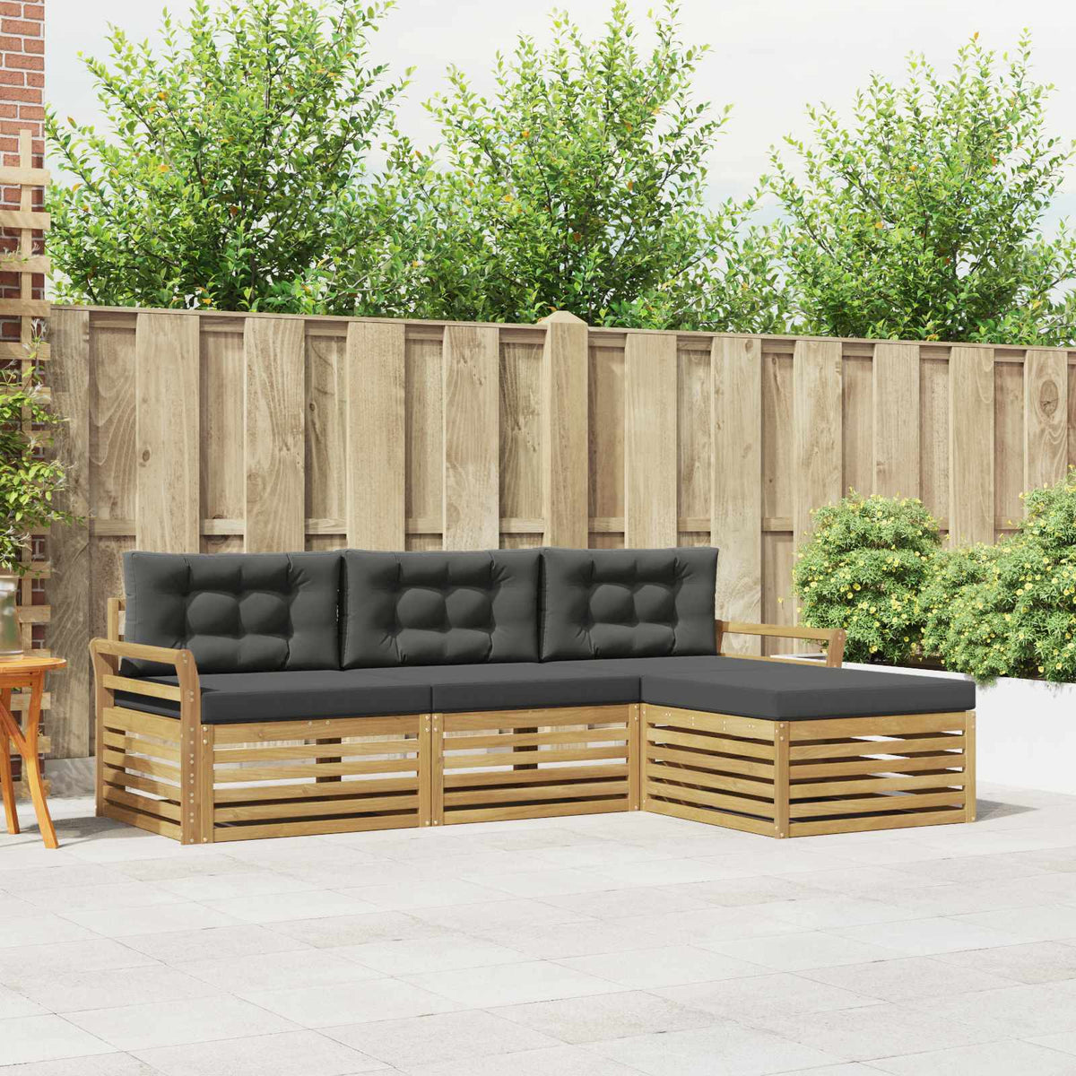 Buiten bankenset 4 pcs Wit en antracietkleurig is nu te koop bij PeponiXL, paradijselijk wonen!