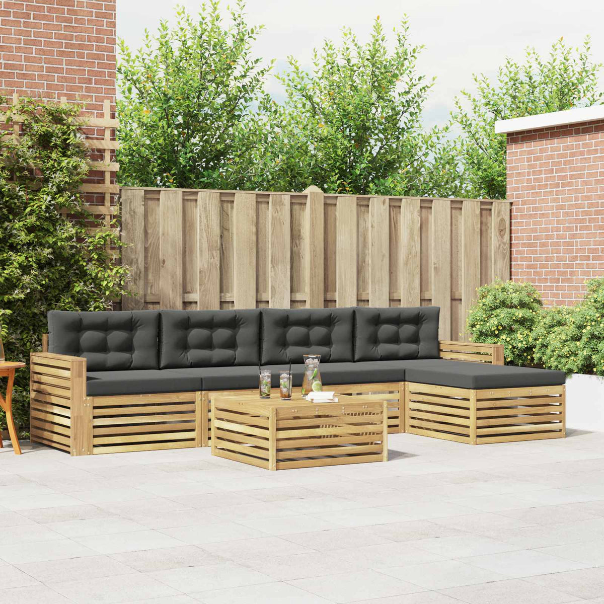 Buiten bankenset 6 pcs Wit en antracietkleurig 79 x 79 x 37 cm is nu te koop bij PeponiXL, paradijselijk wonen!