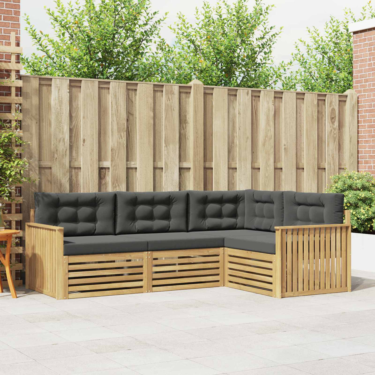 Buiten bankenset 4 pcs Wit en antracietkleurig is nu te koop bij PeponiXL, paradijselijk wonen!