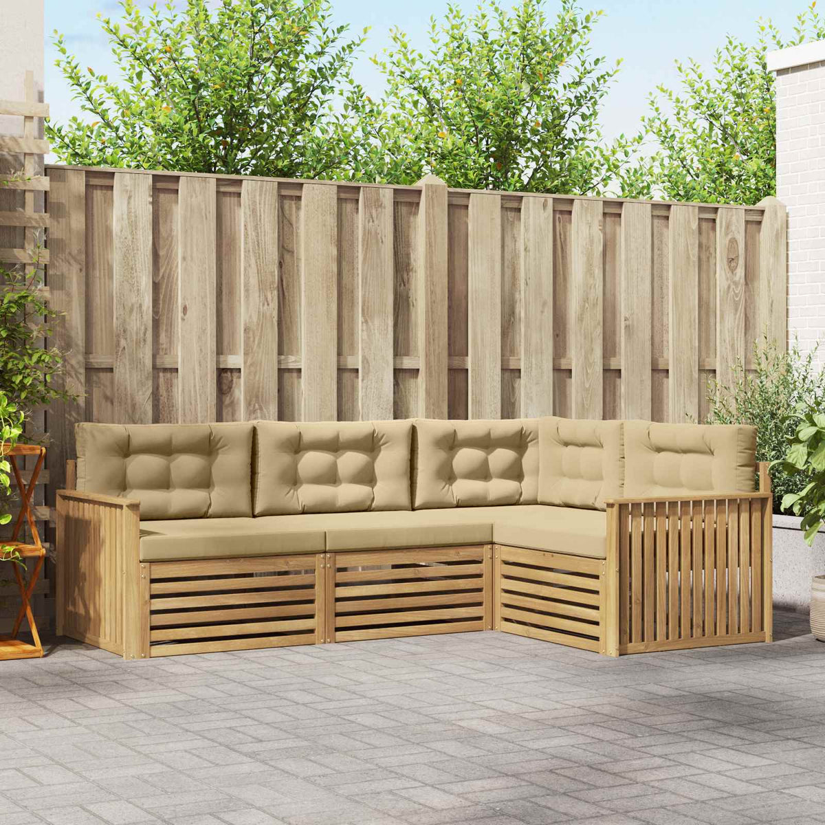 Buiten bankenset 4 pcs Wit en Beige 247,5 x 168,5 x 73 cm is nu te koop bij PeponiXL, paradijselijk wonen!