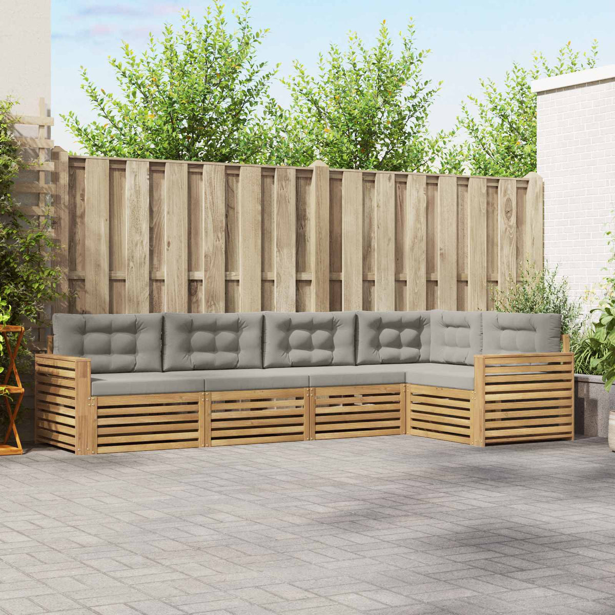 Buiten bankenset 5 pcs Wit en Lichtgrijs 331 x 172,5 x 73 cm is nu te koop bij PeponiXL, paradijselijk wonen!