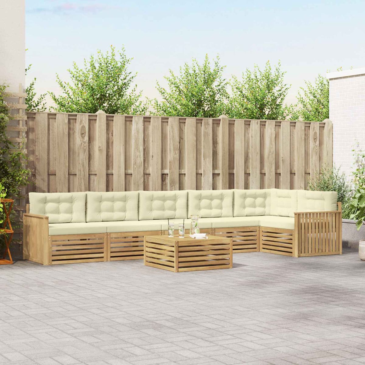 Buiten bankenset 7 pcs Wit en crèmekleurig 79 x 79 x 37 cm is nu te koop bij PeponiXL, paradijselijk wonen!