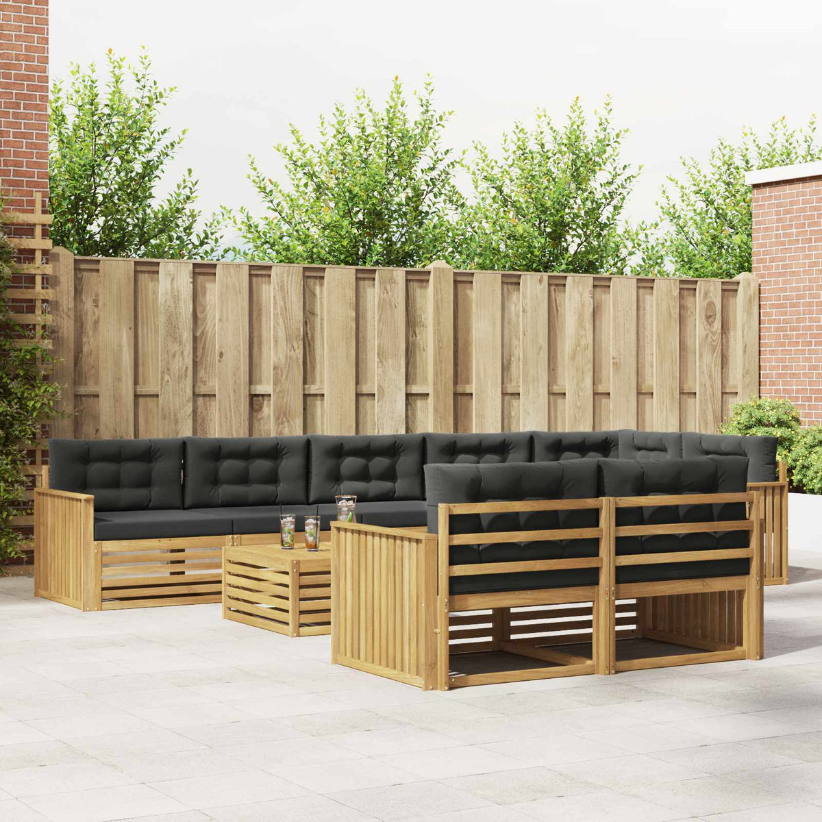 Buiten bankenset 9 pcs Wit en antracietkleurig 79 x 79 x 37 cm is nu te koop bij PeponiXL, paradijselijk wonen!