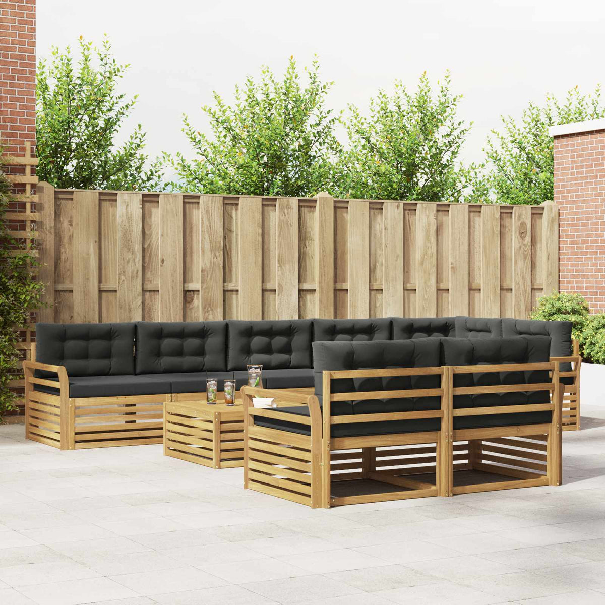 Buiten bankenset 9 pcs Wit en antracietkleurig 79 x 79 x 37 cm is nu te koop bij PeponiXL, paradijselijk wonen!