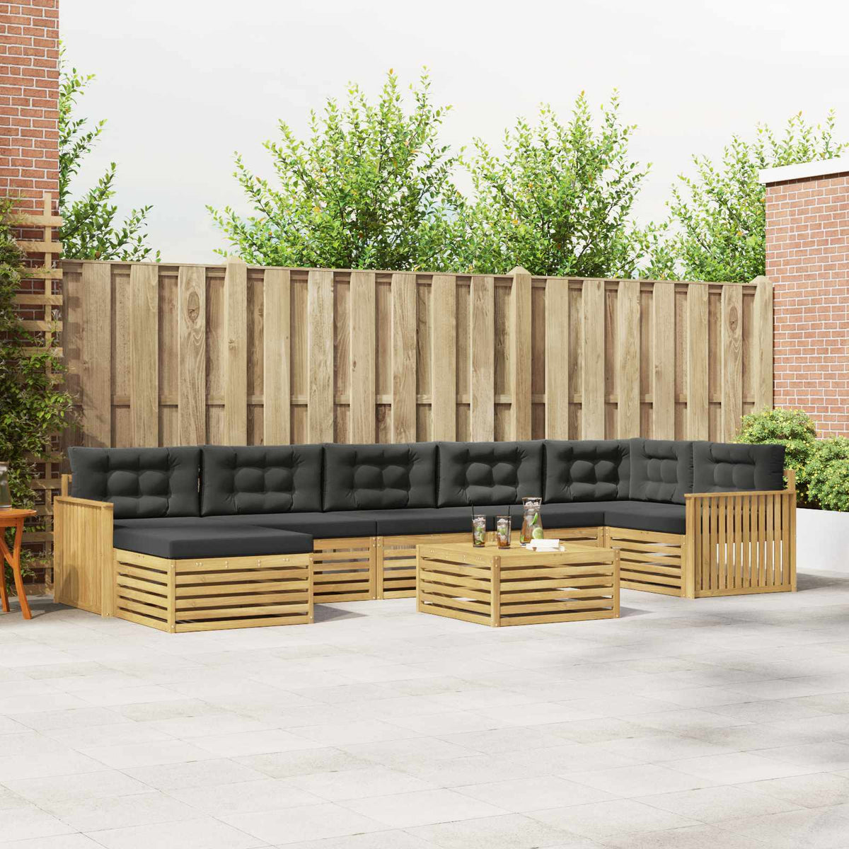 Buiten bankenset met kussen 8 pcs Wit en antracietkleurig is nu te koop bij PeponiXL, paradijselijk wonen!
