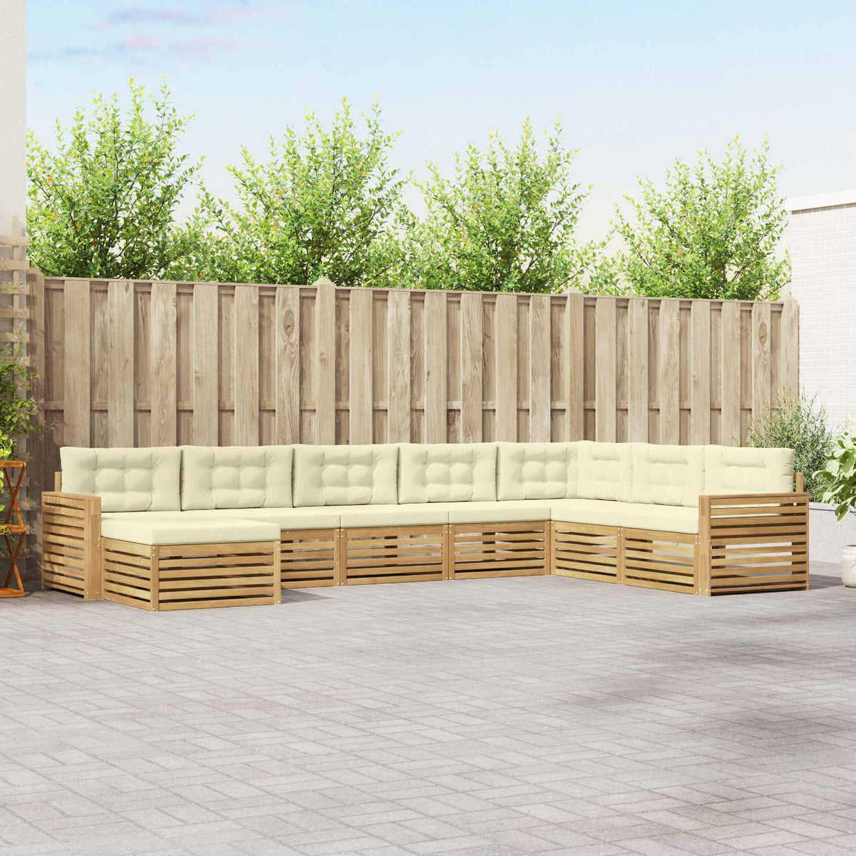 Buiten bankenset 8 pcs Wit en crèmekleurig Massief Acaciahout is nu te koop bij PeponiXL, paradijselijk wonen!