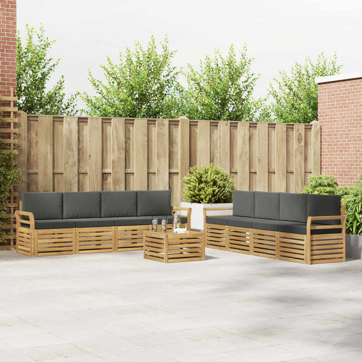 Sofa-Sets 9 pcs Wit en antracietkleurig 59 x 59 x 37 cm is nu te koop bij PeponiXL, paradijselijk wonen!
