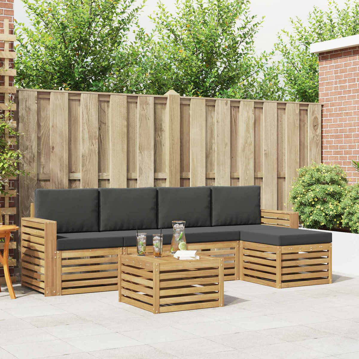 Buiten bankenset 6 pcs Wit en antracietkleurig 59 x 59 x 37 cm is nu te koop bij PeponiXL, paradijselijk wonen!