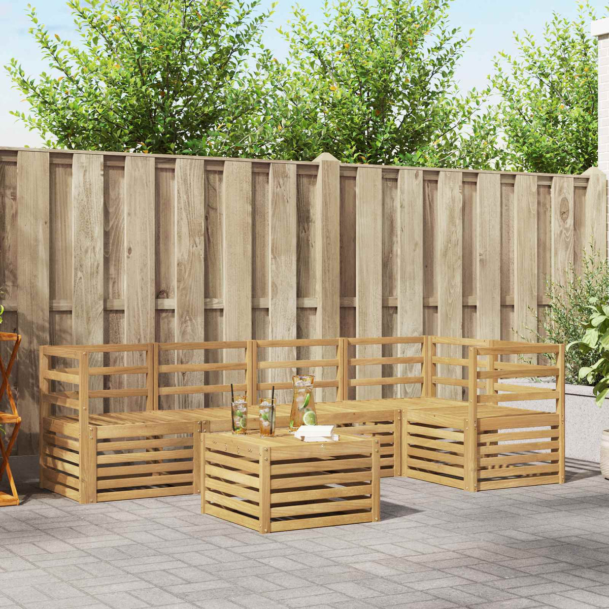 Buiten bankenset 6 pcs Wit 59 x 59 x 37 cm Massief Acaciahout is nu te koop bij PeponiXL, paradijselijk wonen!