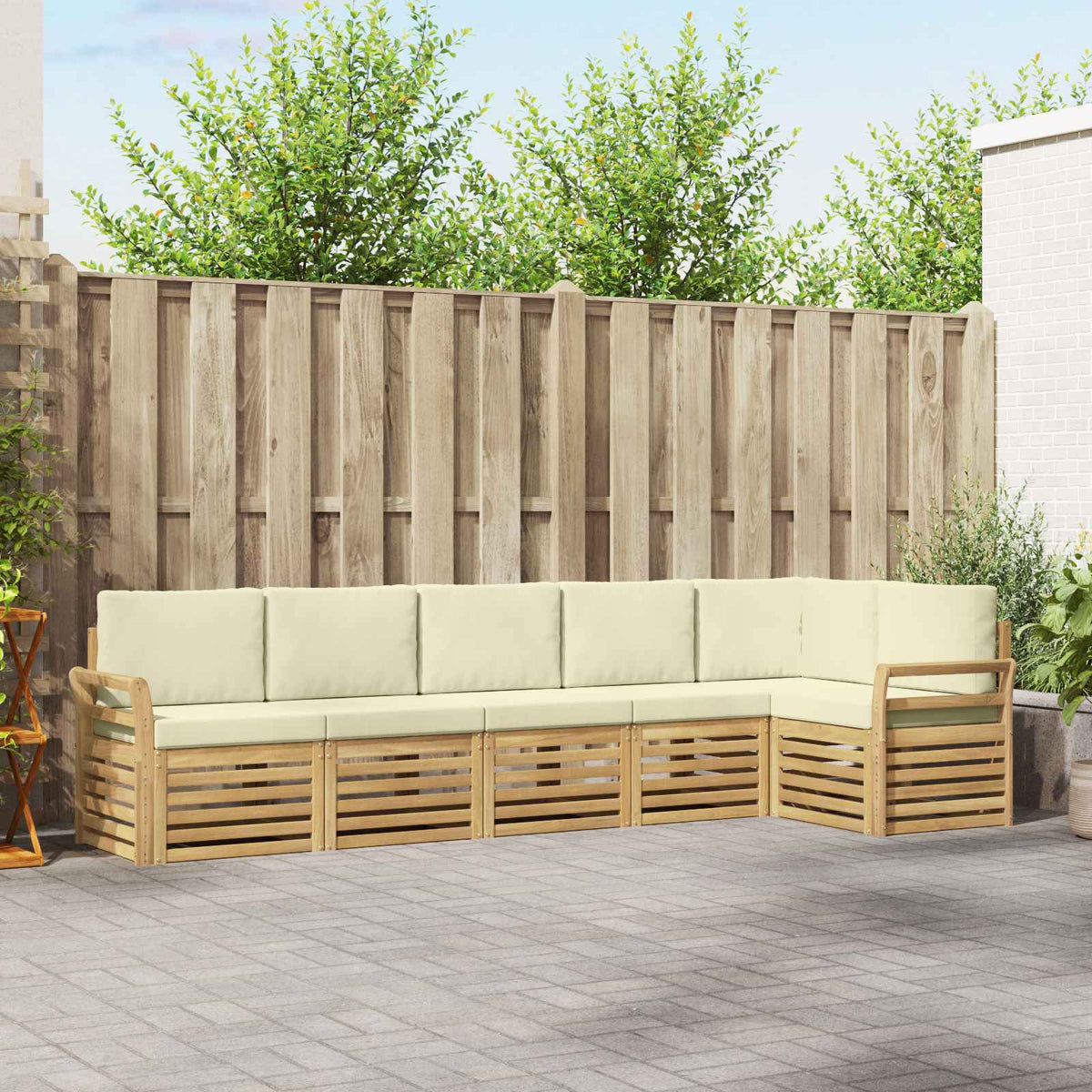 Buiten bankenset 6 pcs Wit en crèmekleurig 308 x 130,5 x 73 cm is nu te koop bij PeponiXL, paradijselijk wonen!
