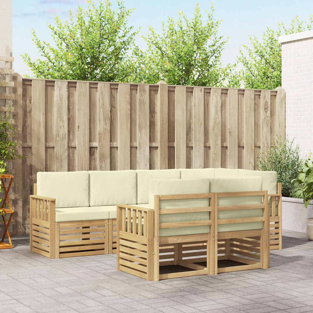 Buiten bankenset 7 pcs Wit en crèmekleurig 247 x 128,5 x 73 cm is nu te koop bij PeponiXL, paradijselijk wonen!