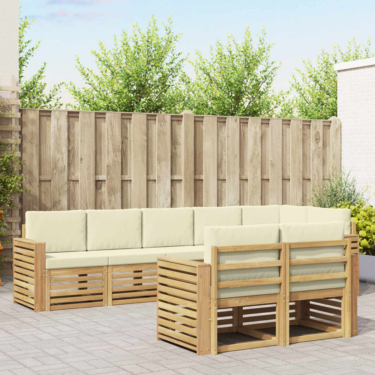 Buiten bankenset 8 pcs Wit en crèmekleurig 310 x 132,5 x 73 cm is nu te koop bij PeponiXL, paradijselijk wonen!