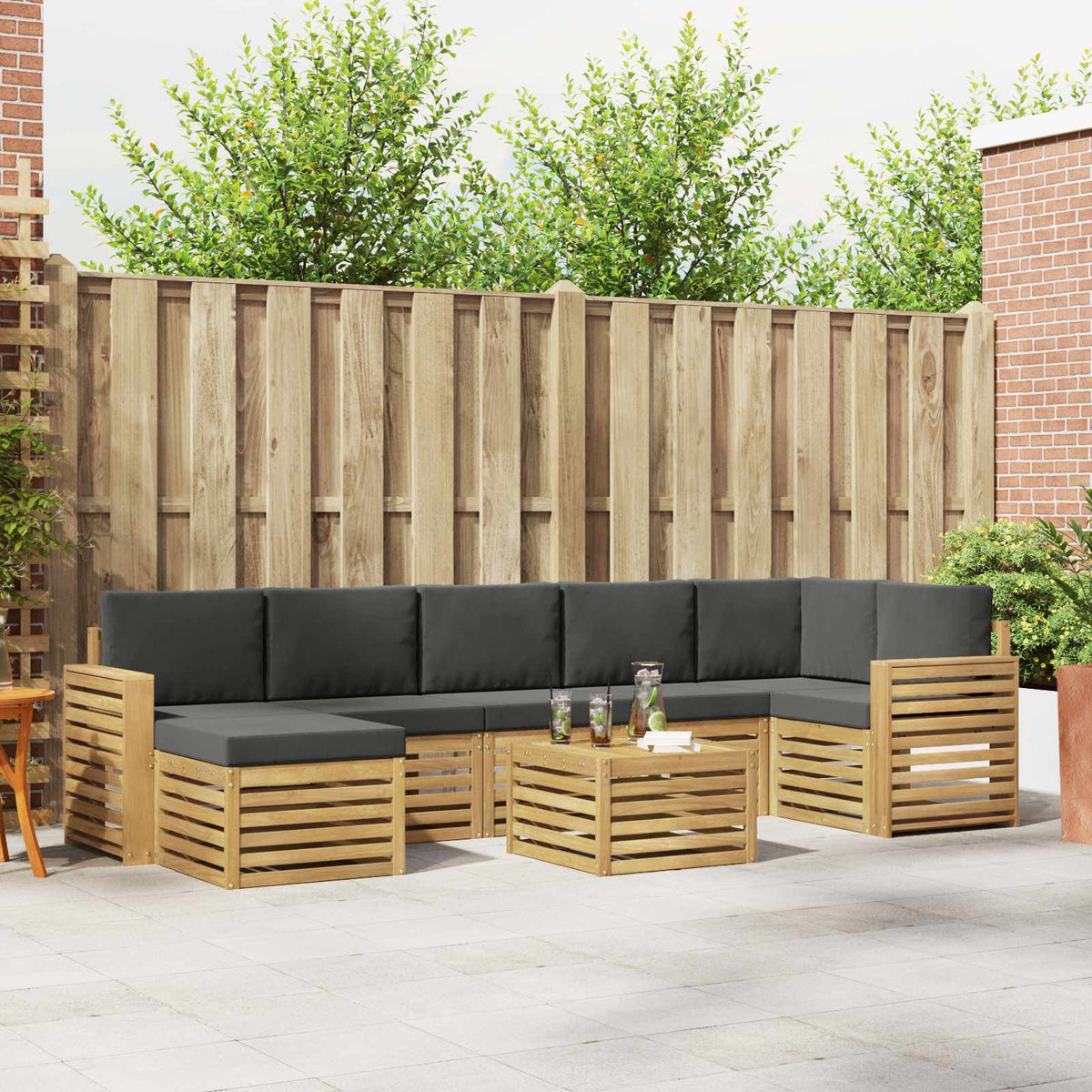Buiten bankenset 8 pcs Wit en antracietkleurig 59 x 59 x 37 cm is nu te koop bij PeponiXL, paradijselijk wonen!