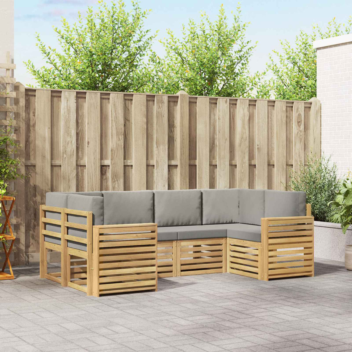 Buiten bankenset 6 pcs Wit en Lichtgrijs 245 x 132,5 x 73 cm is nu te koop bij PeponiXL, paradijselijk wonen!