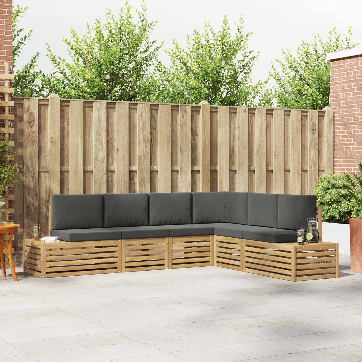 Buiten bankenset met kussen 6 Stuk Wit en antracietkleurig is nu te koop bij PeponiXL, paradijselijk wonen!