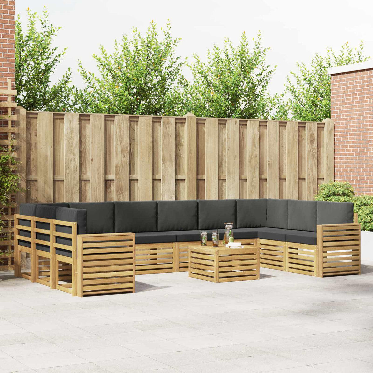 Buiten bankenset 11 pcs Wit en antracietkleurig 59 x 59 x 37 cm is nu te koop bij PeponiXL, paradijselijk wonen!