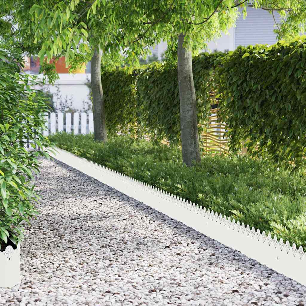 Gazonranden 10 pcs Wit 103 x 0,05 x 22 cm Staal is nu te koop bij PeponiXL, paradijselijk wonen!