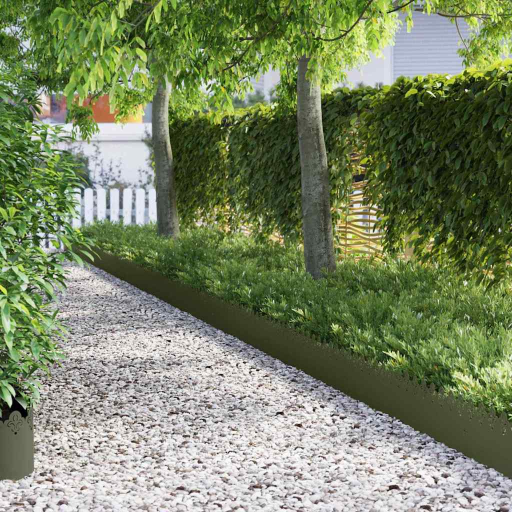 Gazonranden 10 pcs Olijf Groen 103 x 0,05 x 22 cm Staal is nu te koop bij PeponiXL, paradijselijk wonen!