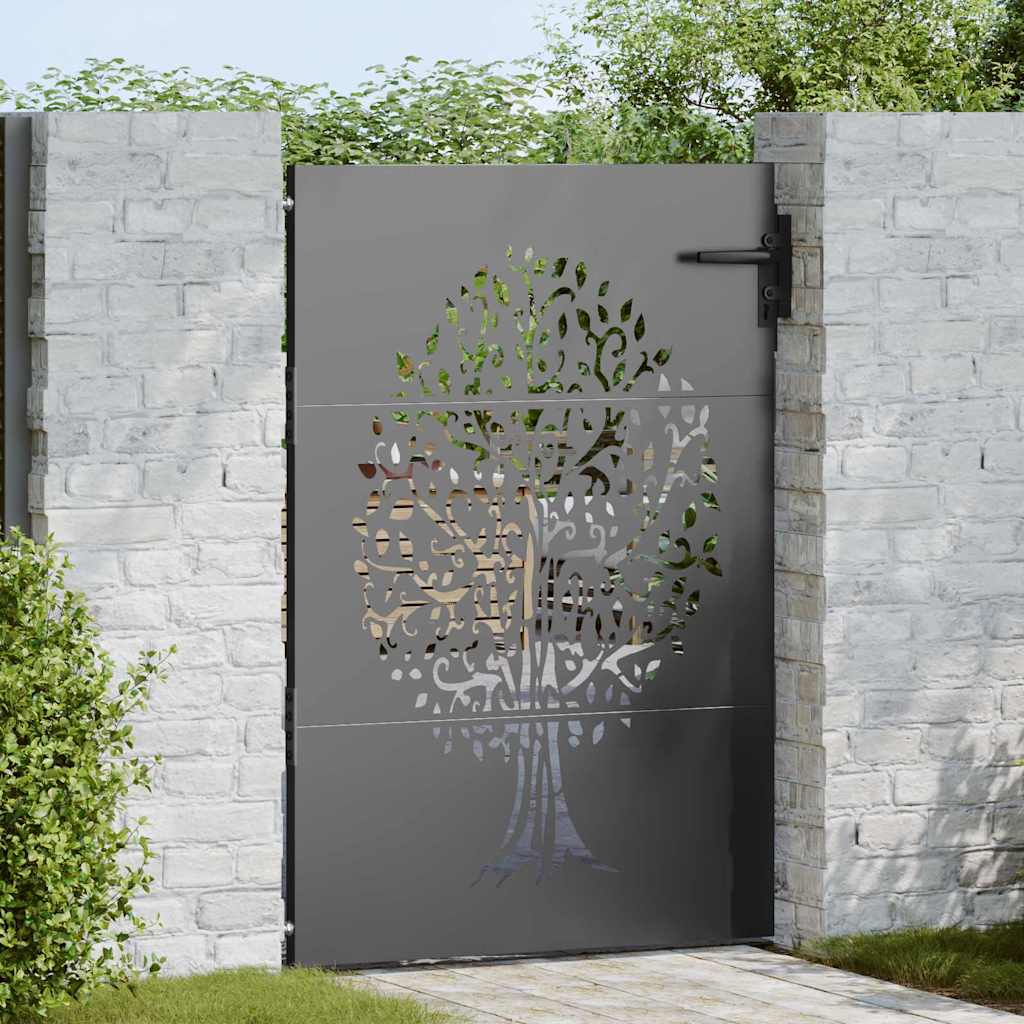 Tuinpoort met slot Zwart 85 x 150 cm Poedergecoat staal is nu te koop bij PeponiXL, paradijselijk wonen!