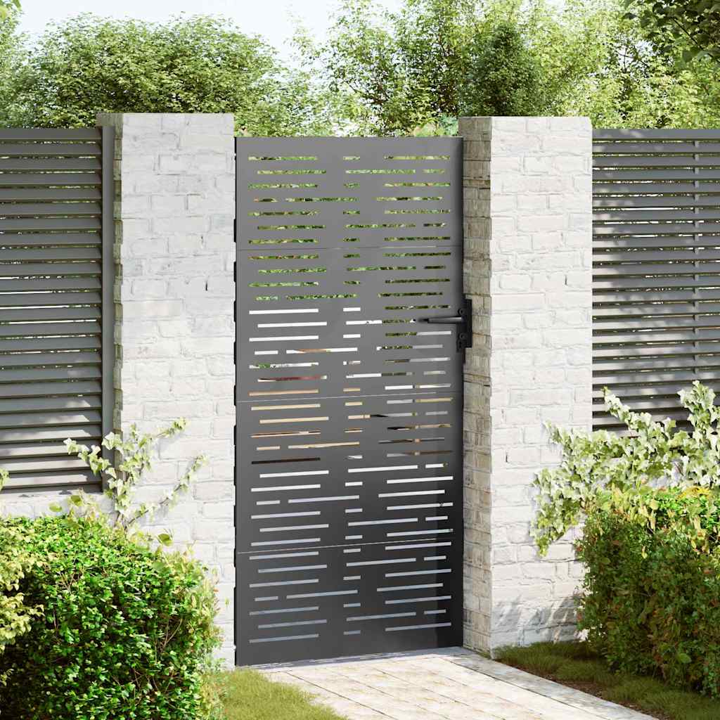 Tuinpoort met slot Zwart 85 x 175 cm Poedergecoat staal is nu te koop bij PeponiXL, paradijselijk wonen!