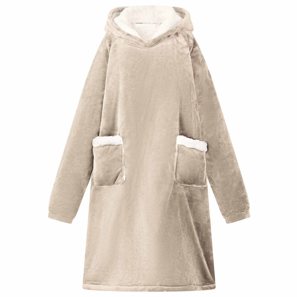 Deken hoodie Beige L Fleece en Flanel is nu te koop bij PeponiXL, paradijselijk wonen!
