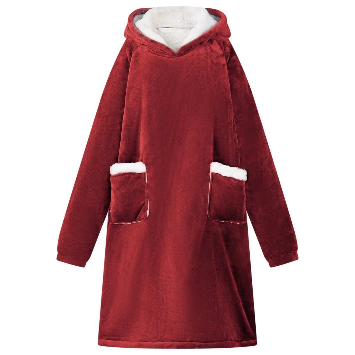 Deken hoodie Bordeaux Rood L Fleece en Flanel is nu te koop bij PeponiXL, paradijselijk wonen!