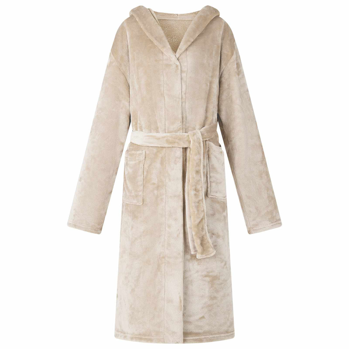 Badjas Hoodie Beige l Flanel is nu te koop bij PeponiXL, paradijselijk wonen!