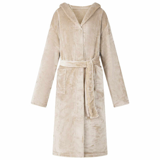 Badjas Hoodie Beige xl Flanel is nu te koop bij PeponiXL, paradijselijk wonen!
