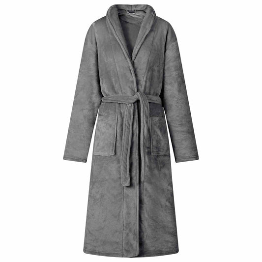 Badjas zonder Kap Donkergrijs l Flanel is nu te koop bij PeponiXL, paradijselijk wonen!