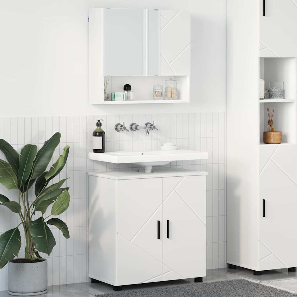 Badkamermeubelset met opslag 2 pcs Wit Bewerkt hout & Metaal is nu te koop bij PeponiXL, paradijselijk wonen!
