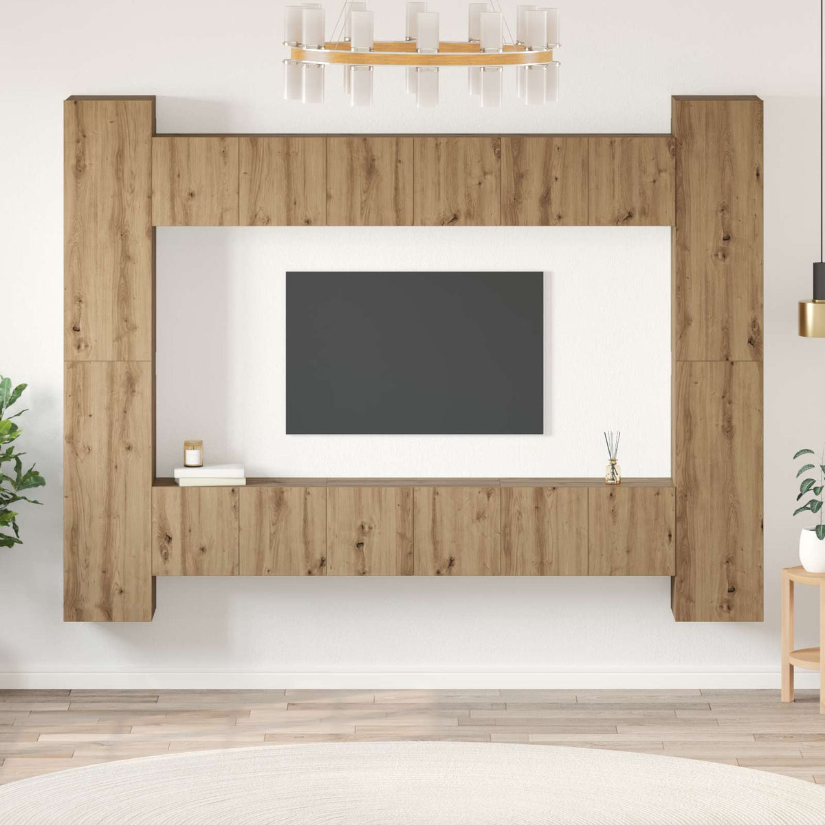 Tv-meubelset 10 st Artisan Eiken Bewerkt hout is nu te koop bij PeponiXL, paradijselijk wonen!