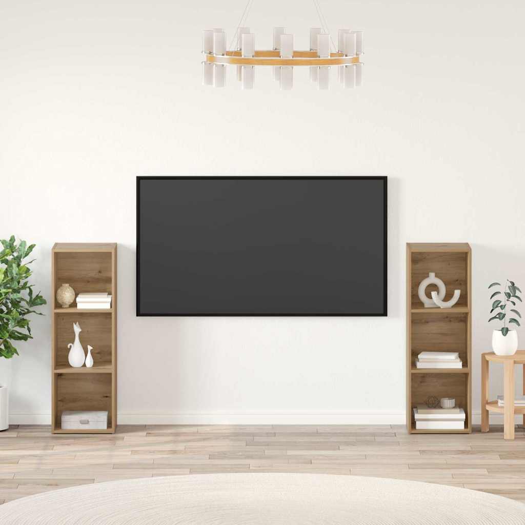 Tv-meubelset 2 pcs Artisan Eiken 107 x 35 x 37 cm Bewerkt hout is nu te koop bij PeponiXL, paradijselijk wonen!