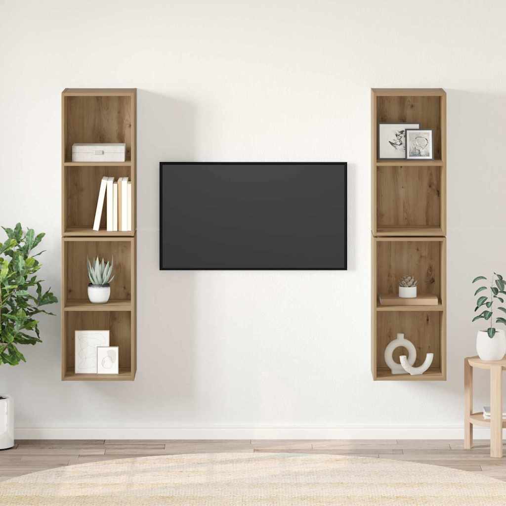 Tv-meubelset 4 pcs Artisan Eiken 37 x 37 x 72 cm Bewerkt hout is nu te koop bij PeponiXL, paradijselijk wonen!