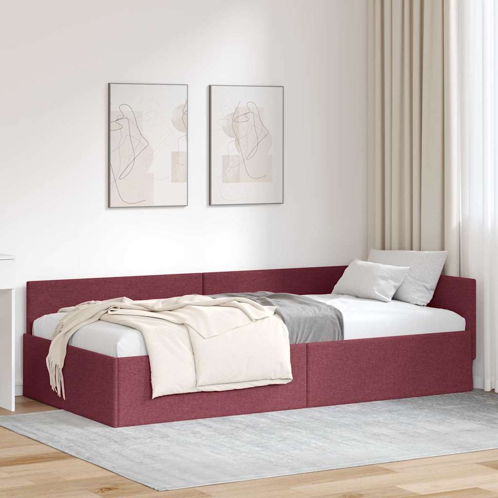 Hoekbedframe met hoofdeinde Wijnrood 100 cm x 200 cm Stof is nu te koop bij PeponiXL, paradijselijk wonen!