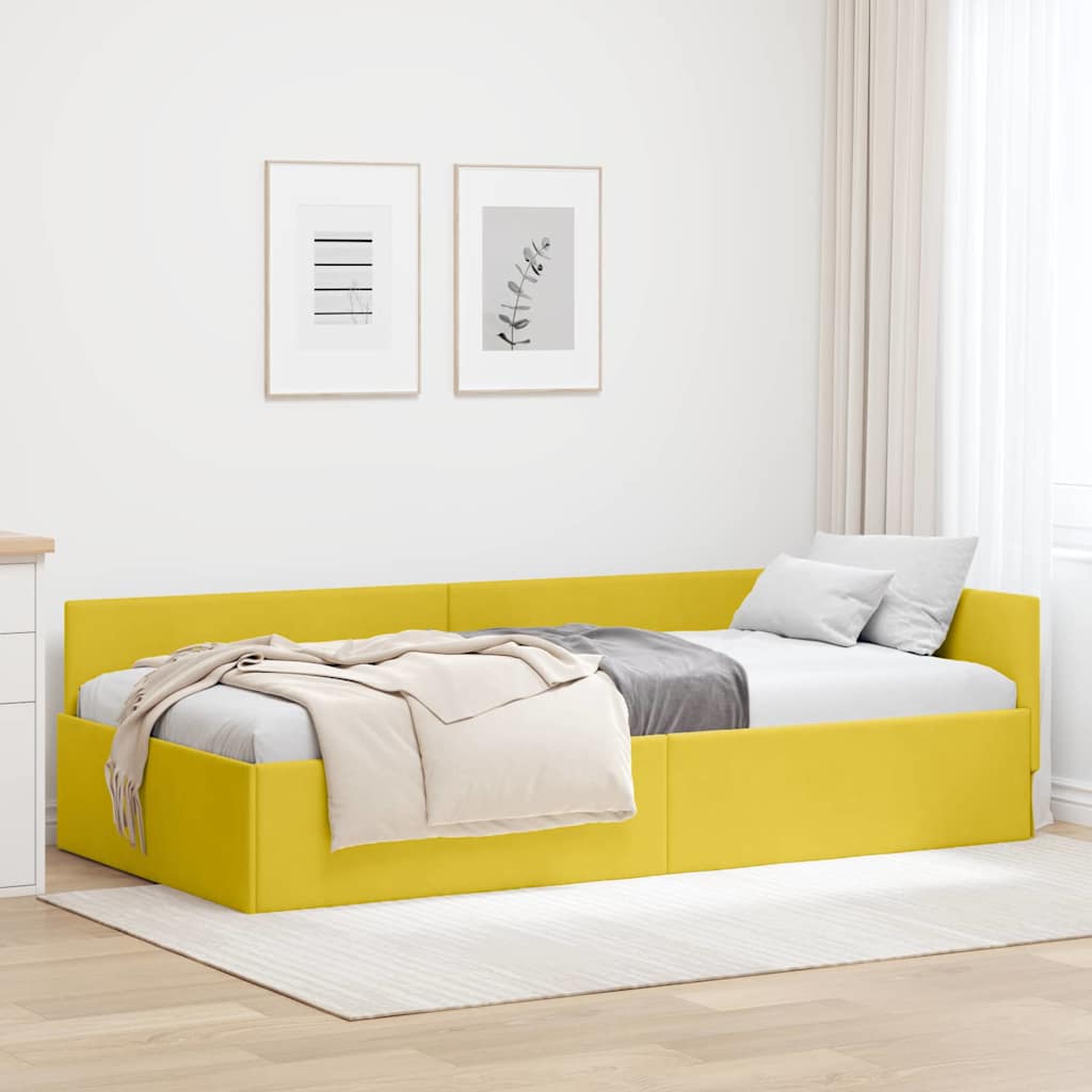 Hoekbedframe met hoofdeinde Geel 80 cm x 200 cm Fluweel is nu te koop bij PeponiXL, paradijselijk wonen!