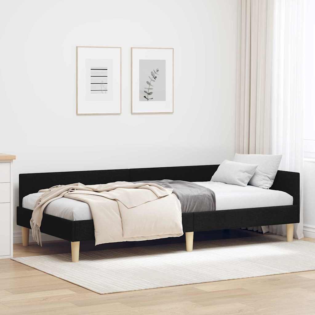 Hoekbedframe Zwart 80 x 200 cm Stof is nu te koop bij PeponiXL, paradijselijk wonen!