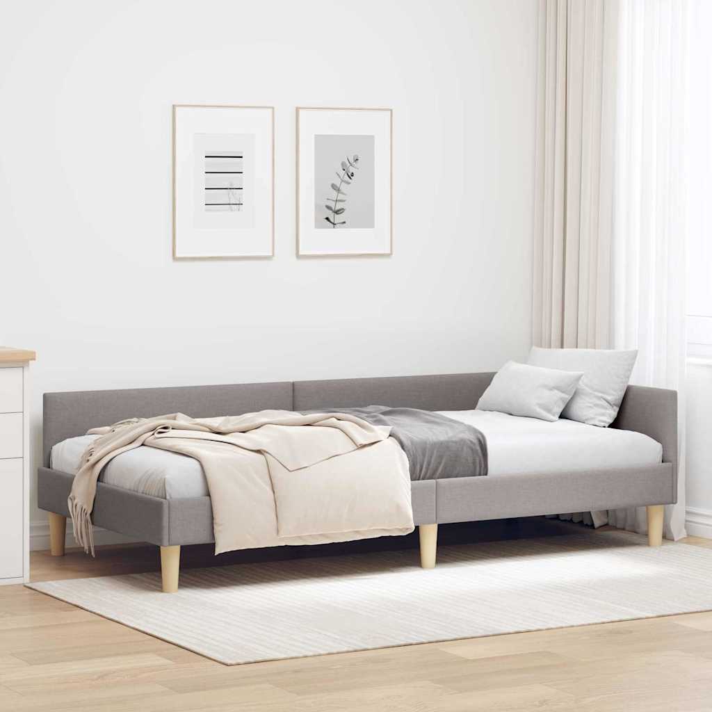 Hoekbedframe Taupe 80 x 200 cm Stof is nu te koop bij PeponiXL, paradijselijk wonen!