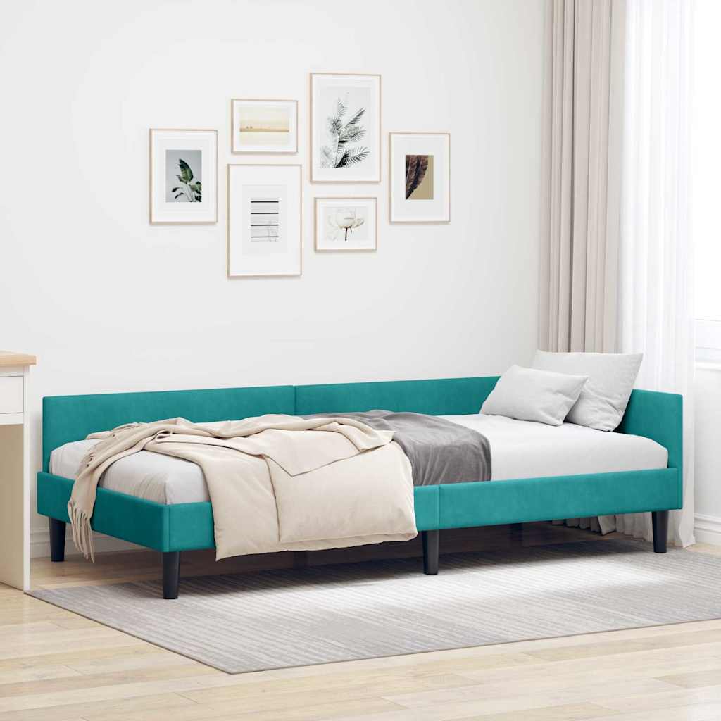Hoekbedframe met hoofdeinde Turquoise 80 cm x 200 cm Fluweel is nu te koop bij PeponiXL, paradijselijk wonen!