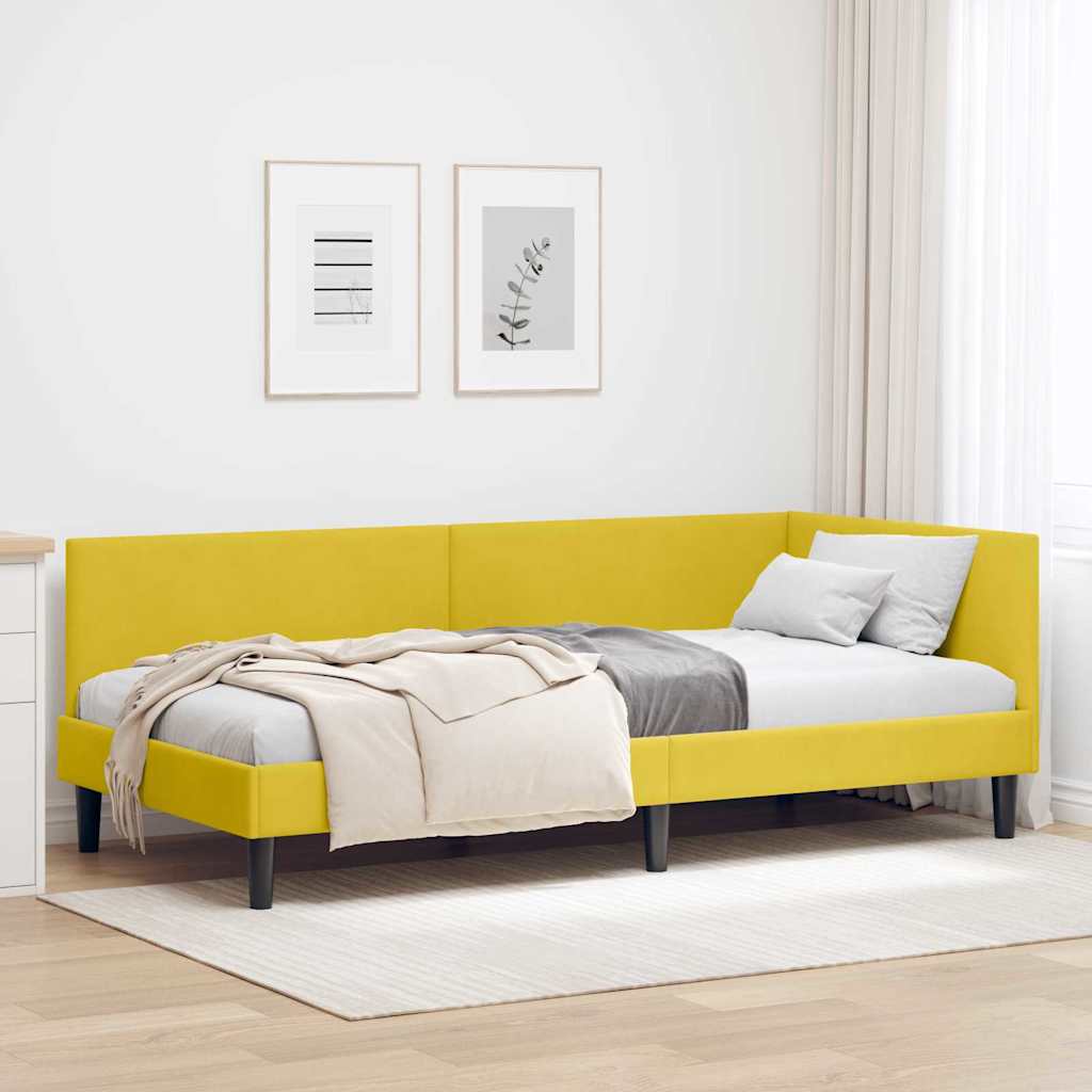 Hoekbedframe met hoofdeinde Geel 100 cm x 200 cm Fluweel is nu te koop bij PeponiXL, paradijselijk wonen!