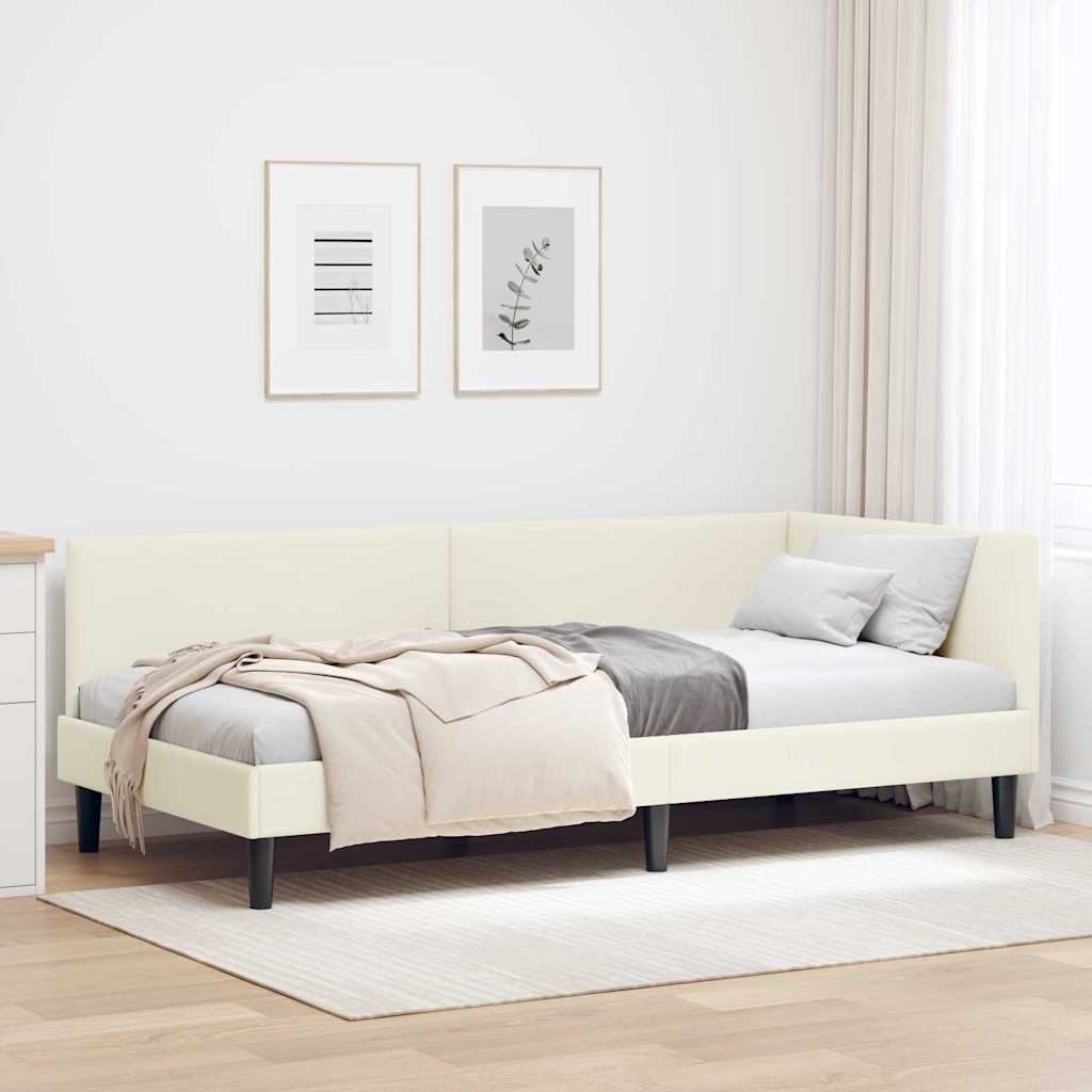 Hoekbedframe met hoofdeinde Crème 100 cm x 200 cm Fluweel is nu te koop bij PeponiXL, paradijselijk wonen!