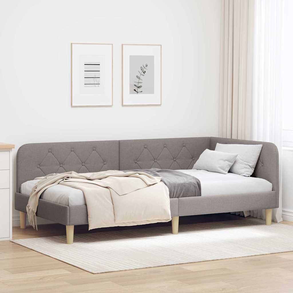 Hoekbedframe Taupe 100 x 200 cm Stof is nu te koop bij PeponiXL, paradijselijk wonen!